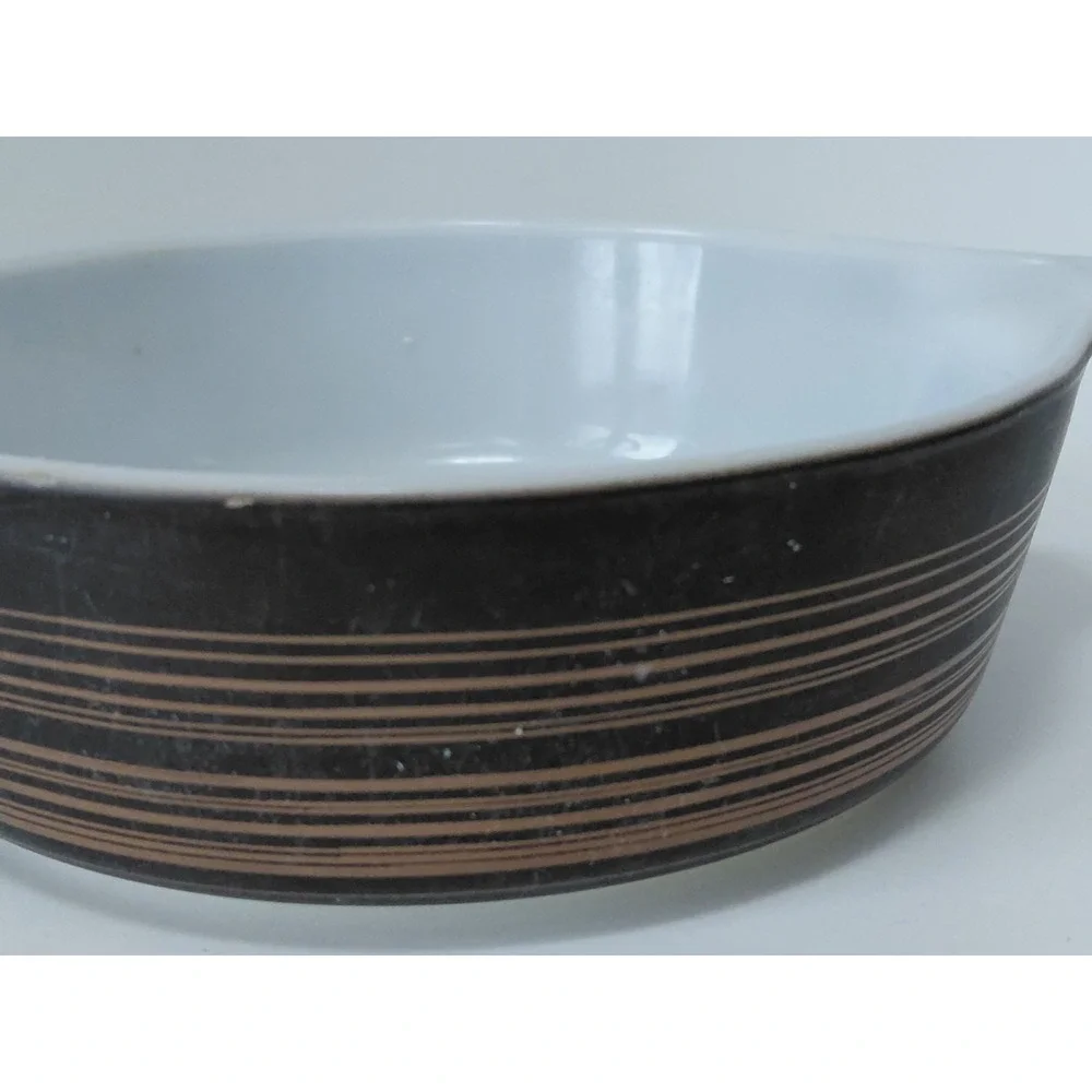 Vintage PYREX Terra Casserole Dish 1 pint 471 no lid black brown stripe‎